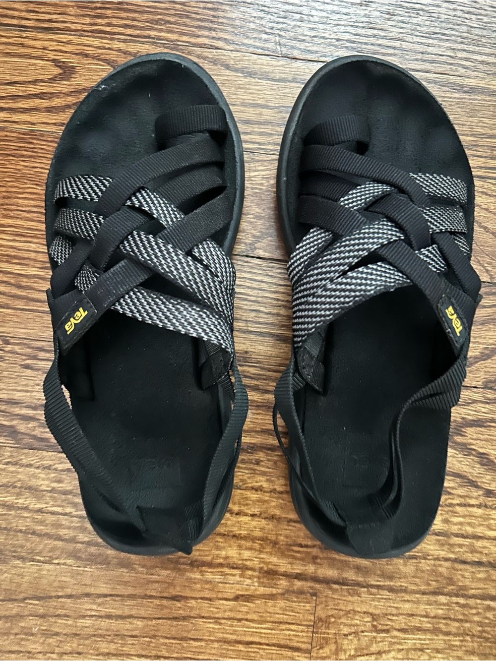 Teva Black Sandals with Gray Woven Straps